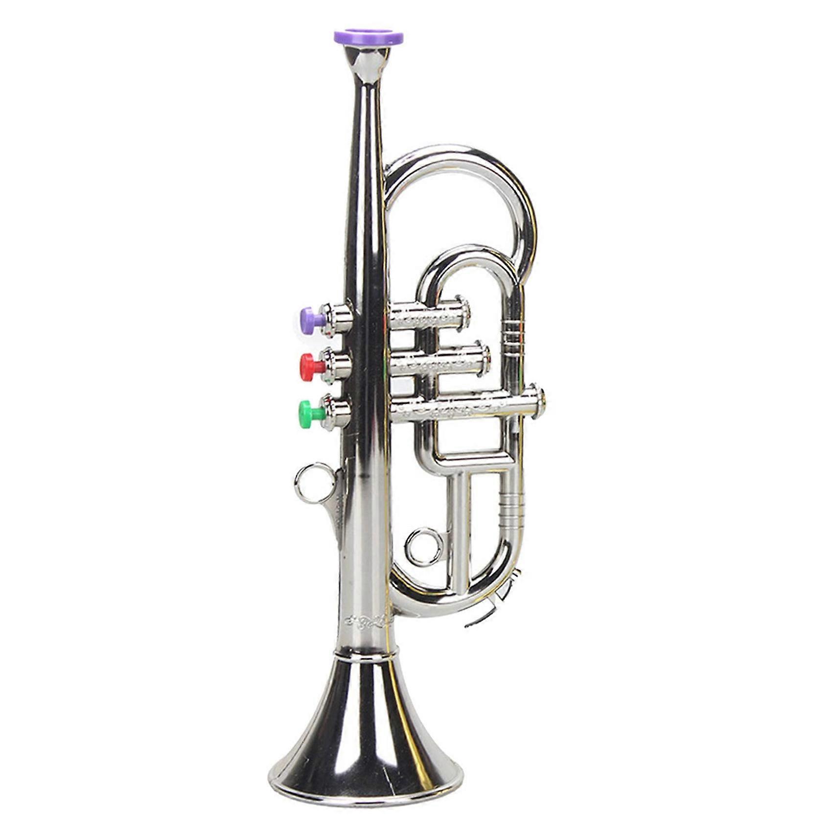 Trumpet 3 Tones 3 Colored Keys Simulation Play Mini Musical for Children Birthday Party Toy Silver