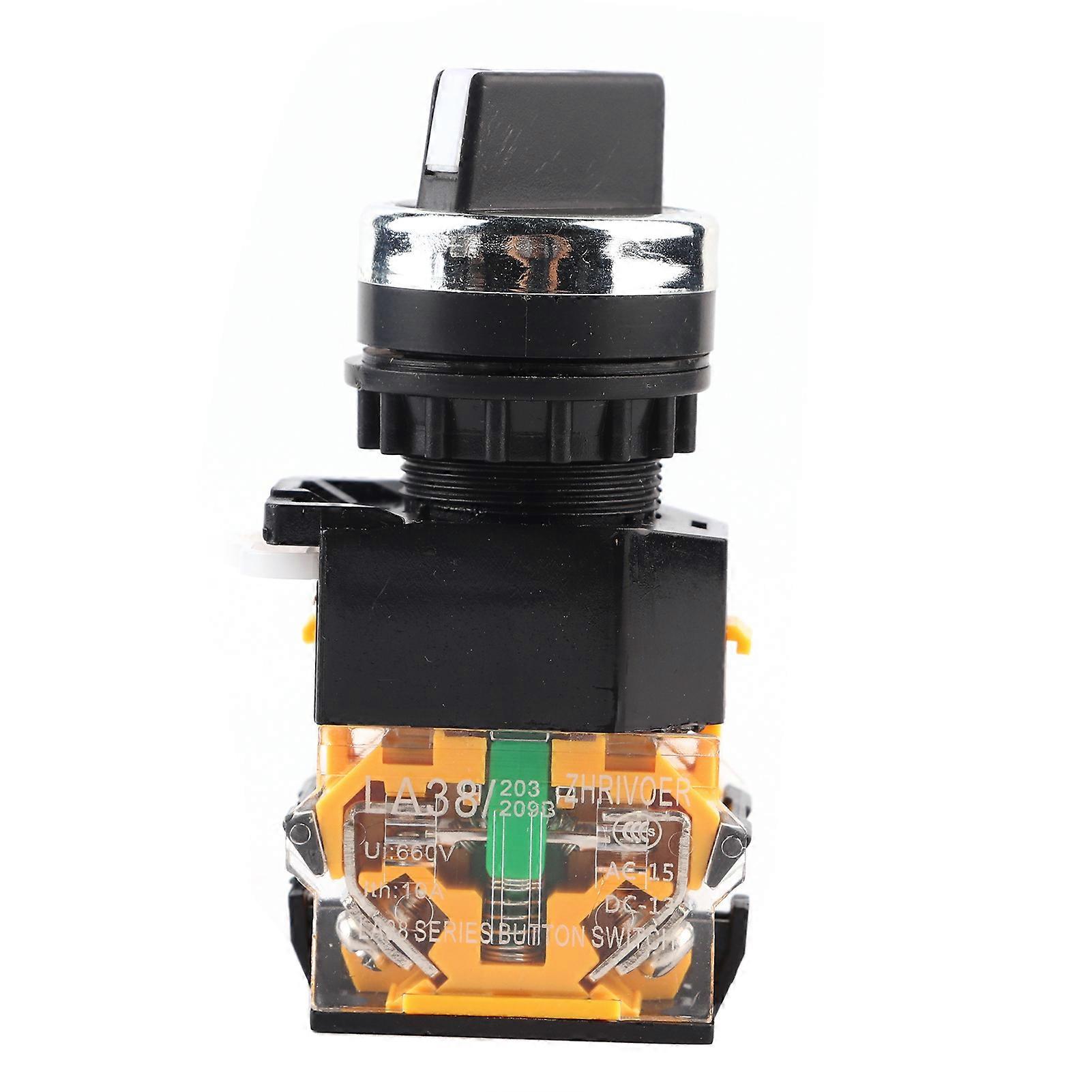 22mm Round Rotary Selector Switch 2 Positions NC + NO Self Locking