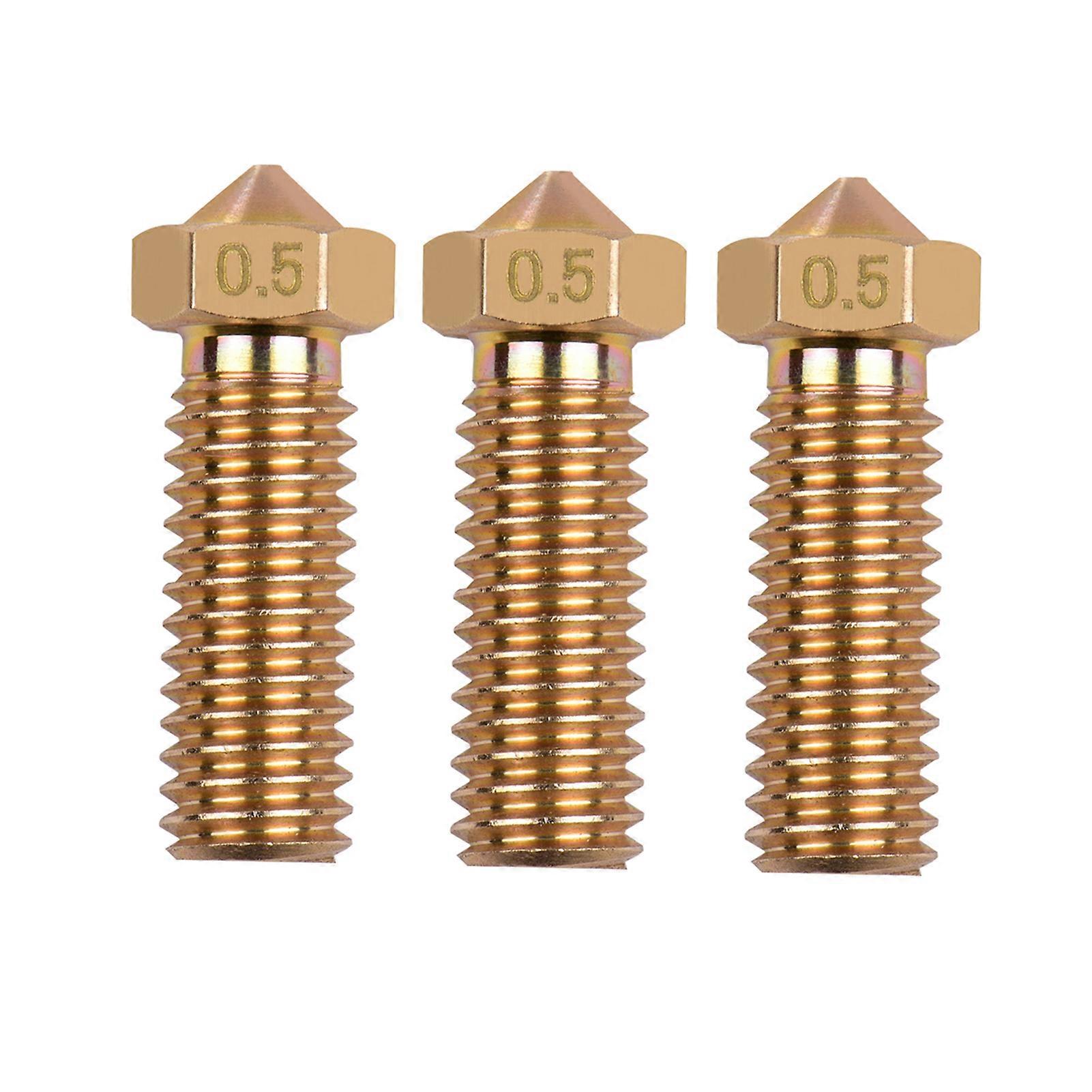 3pcs 3D Printer Extruder Brass Volcano Nozzle M6 Thread Printer Head 0.5mm Output for Sidewinder X1 TEVO Little Monster 1.75mm Filament