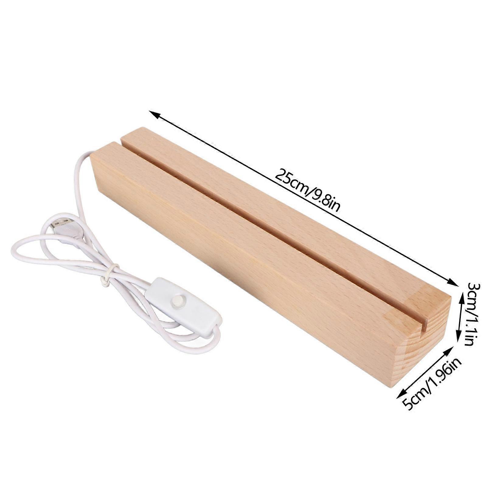 Rectangle LED Lights Display Bases Warm Light USB Interface Wooden Art Lights Display Pedestal for Crystal Glass Acrylic 24cm / 9.45in