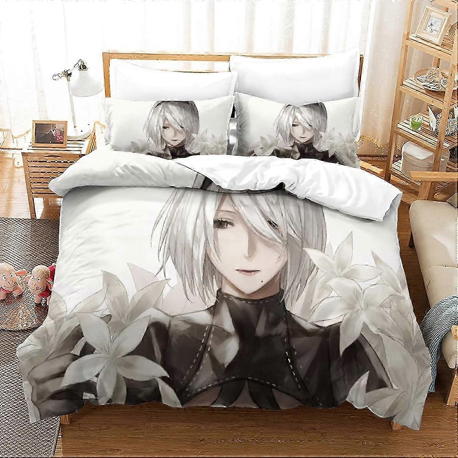 Nier Automata Game Duvet Cover, Bedding Set with Yorha No Type B D Printed Duvet Cover, Microfiber, Single Zipper 135*200 CM