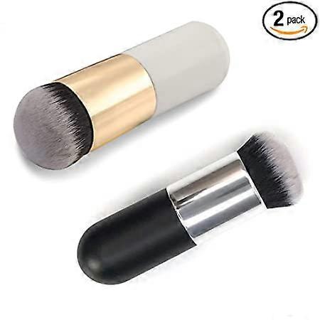 ZK-Makeup Brushes, Single Handled Large Round Tip Soft Foundation Brush BB Cream Brush Makeup Tools, Foundation Brushes, Perfect Gift (2 Count, Platin