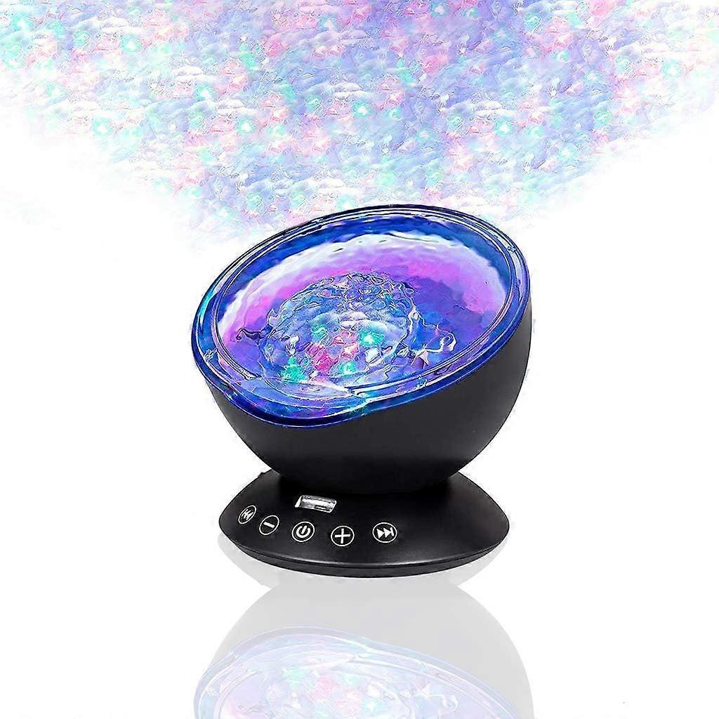 Bright Autism Calming Sensory Sealight BLK Children's Night Light Projector, 7 Light Modes, Color Changing Music Player, Natural Relaxing Sound - (Bla