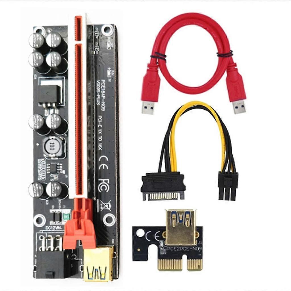 009S PLUS PCI-E الناهض لتعدين البيتكوين SATA 15Pin PCIE 1X 4x 8x 16x تمديد