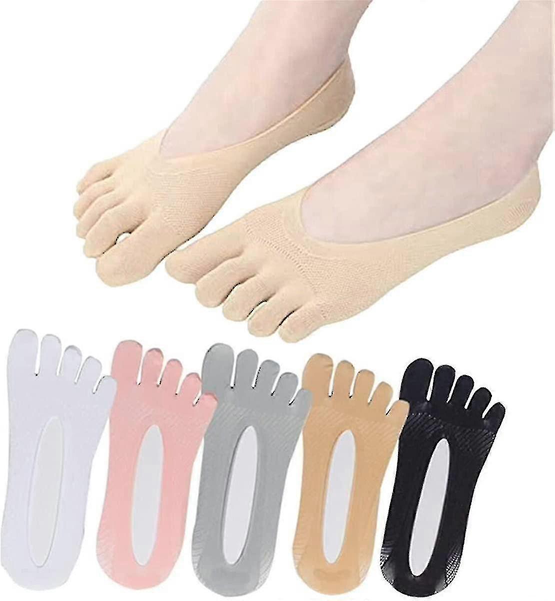 5 Pairs Split Toe Five Finger Socks Breathable Women Toe Socks