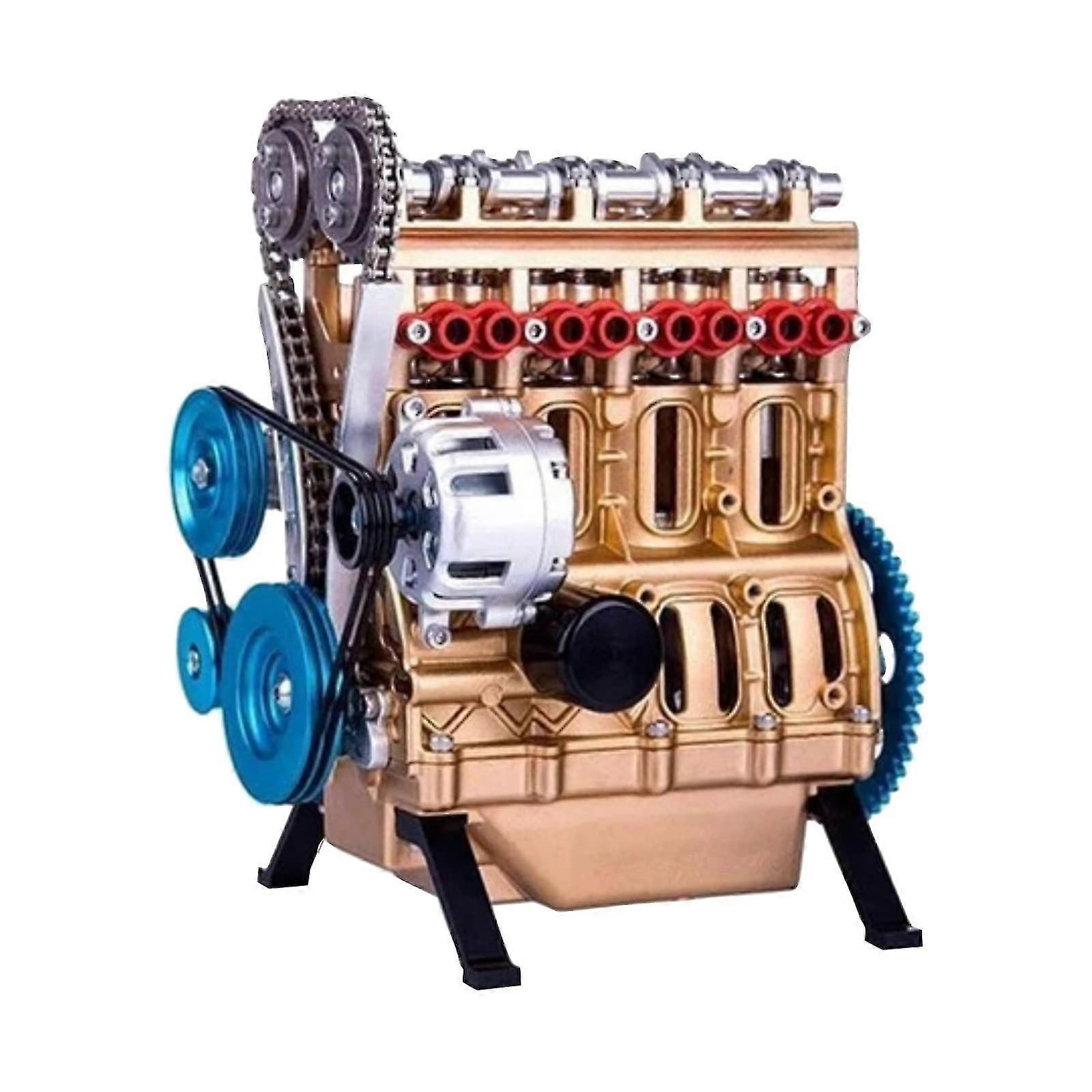 Mini Engine Model Desktop Engine Toy, 4 cylindres Inline Car Engine Model Building Kit (or)