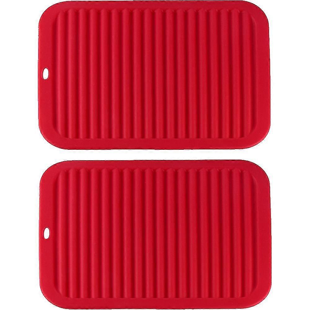2pcs Silicone Multi-purpose Drying Trivet Mat, Tableware Drain Mat High Temperature Resistant, Dishwasher Safe