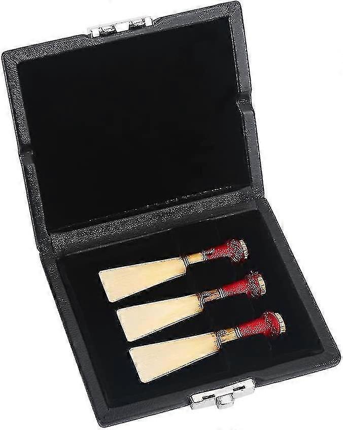 Bassoon Reeds Case, Pu Leather Cover Black Bassoon Reed Container Box Case With Slots Replacement For 3pcs Reeds1set