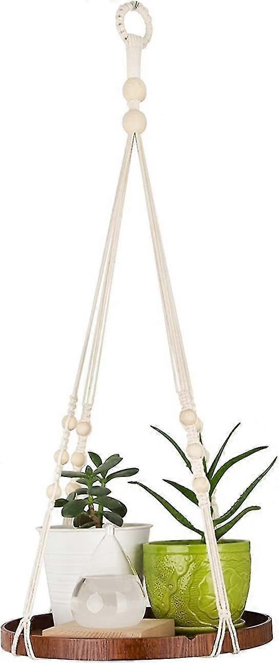 Macrame Plant Hanger - Indoor Hanging Planter Shelf - Decorative Flower Pot Holder