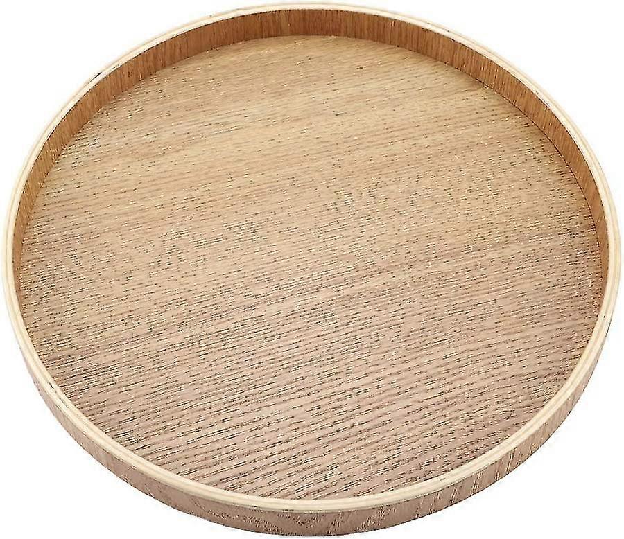 Wooden Tray Bamboo Round Tray Tea Set Dinner Breakfast Fruit Candy Food (24cm)