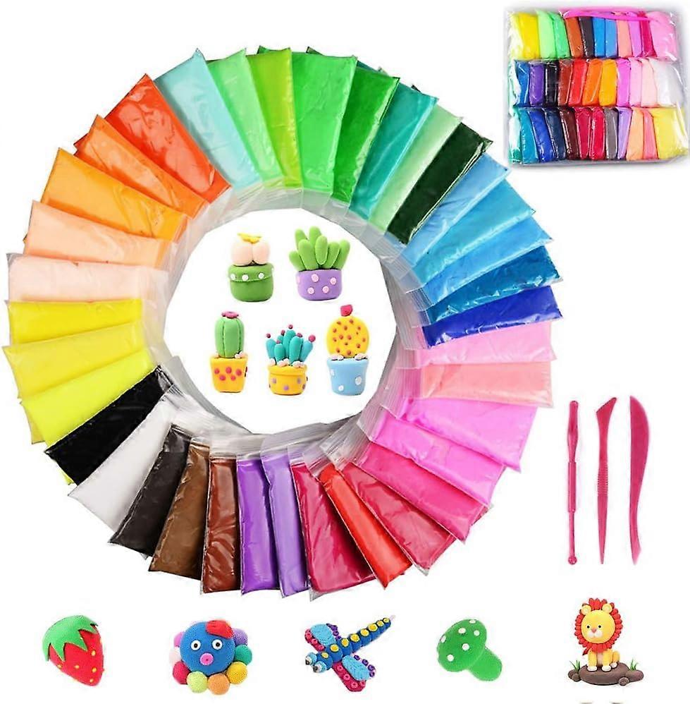 36 Pack Modeling Clay Fluffy Slime, 36 Colors DIY Soft Magic Clay Craft Air Dry Plasticine Ultra-Light Modeling Dough with Tools,Children Educational