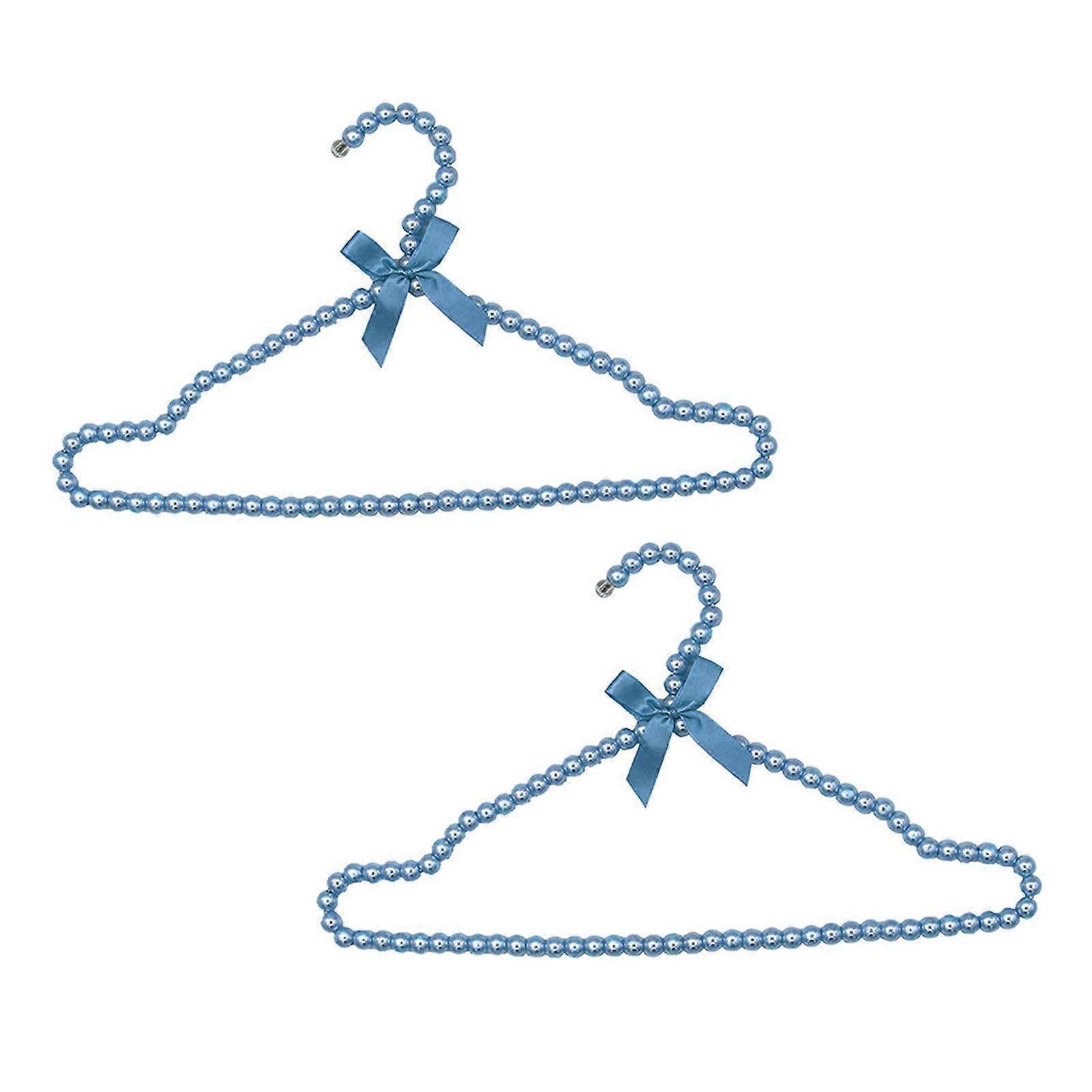 2Pcs Fake Pearl Design Clothes Hanger with Bow Knot Plastic Shop Display Faux Pearl Rack Home Accessories KAESI