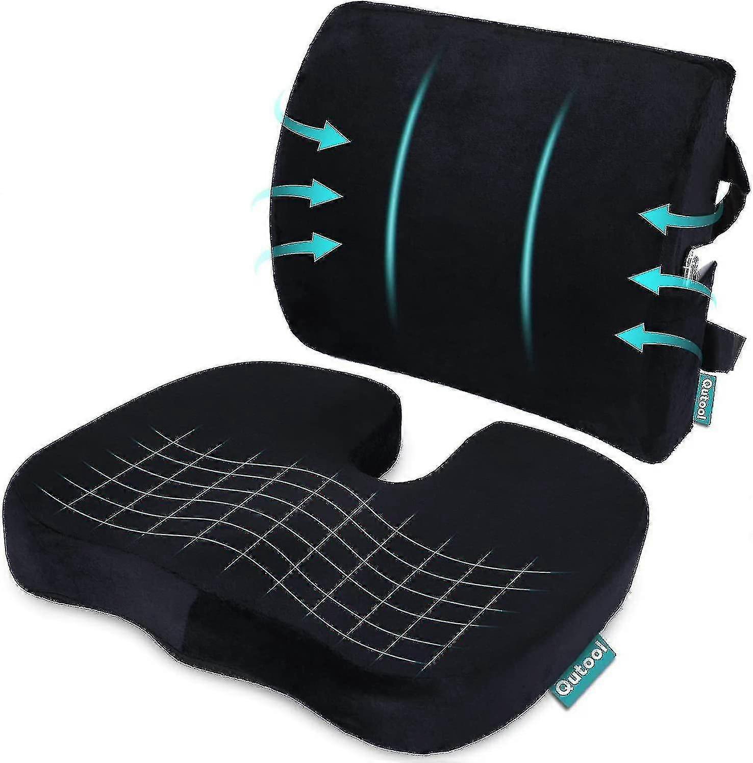 Orthopedic Seat Cushion And Back & Lumbar Support Cushions Pillow For Office Chair Memory Foam Car Seat