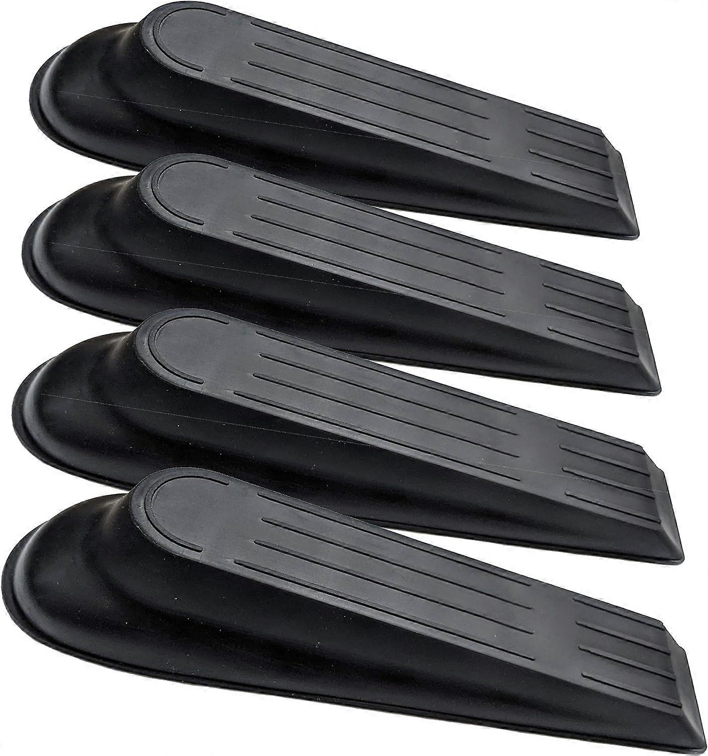 Door Plug Set-4 Portable Black Flexible Interference Wedges-Keep The Door Open Without Sliding or Marking The Floor or Carpet-Blocker for Hotel  Home 