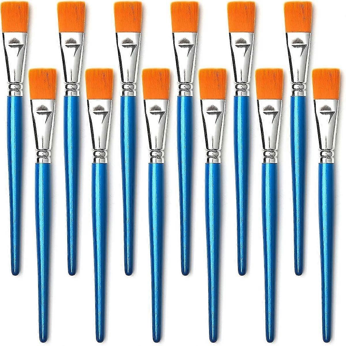 فرش الطلاء المسطحة لطلاء الأكريليك ، 12 قطعة فرش طلاء اصطناعية كبيرة بالجملة مع مقبض خشبي للأكريليك والحرف اليدوية