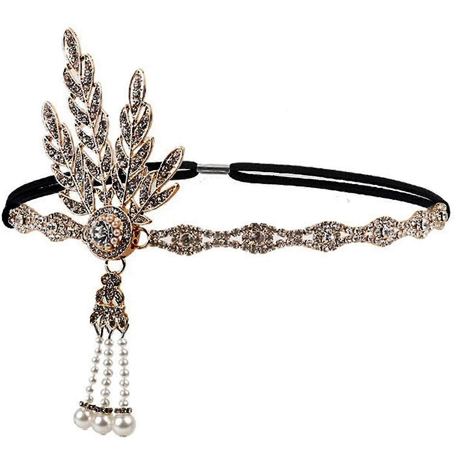 Wedding Crystal Imitation Pearl Leaf Headband
