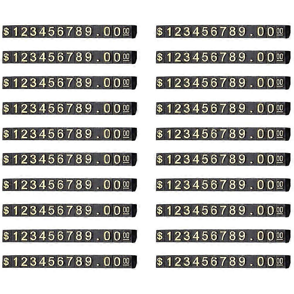 20 Sets Price Display Square Adjustable Price Tag for Price Display Counter Stand Number Letter Dol