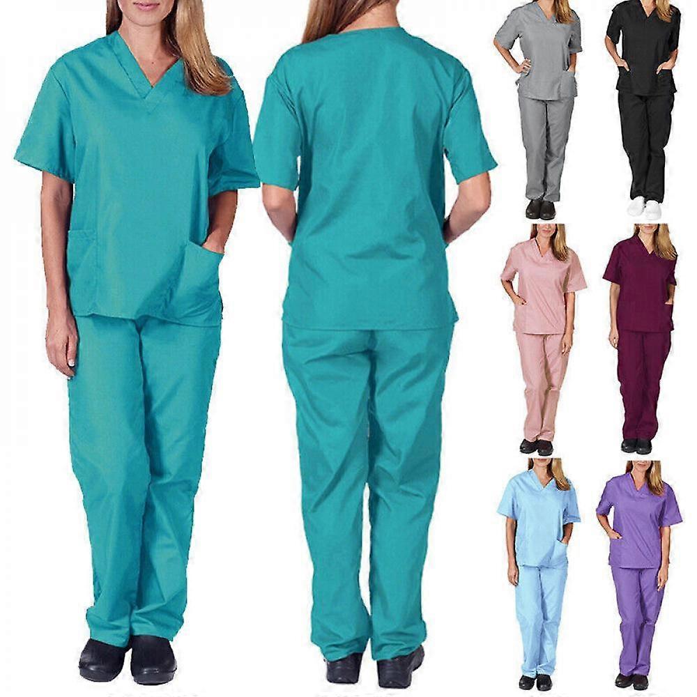 Kvinnor Män Läkare Omvårdnad Scrubs Kostym Uniform Arbetskläder Topp + Långbyxa RLW