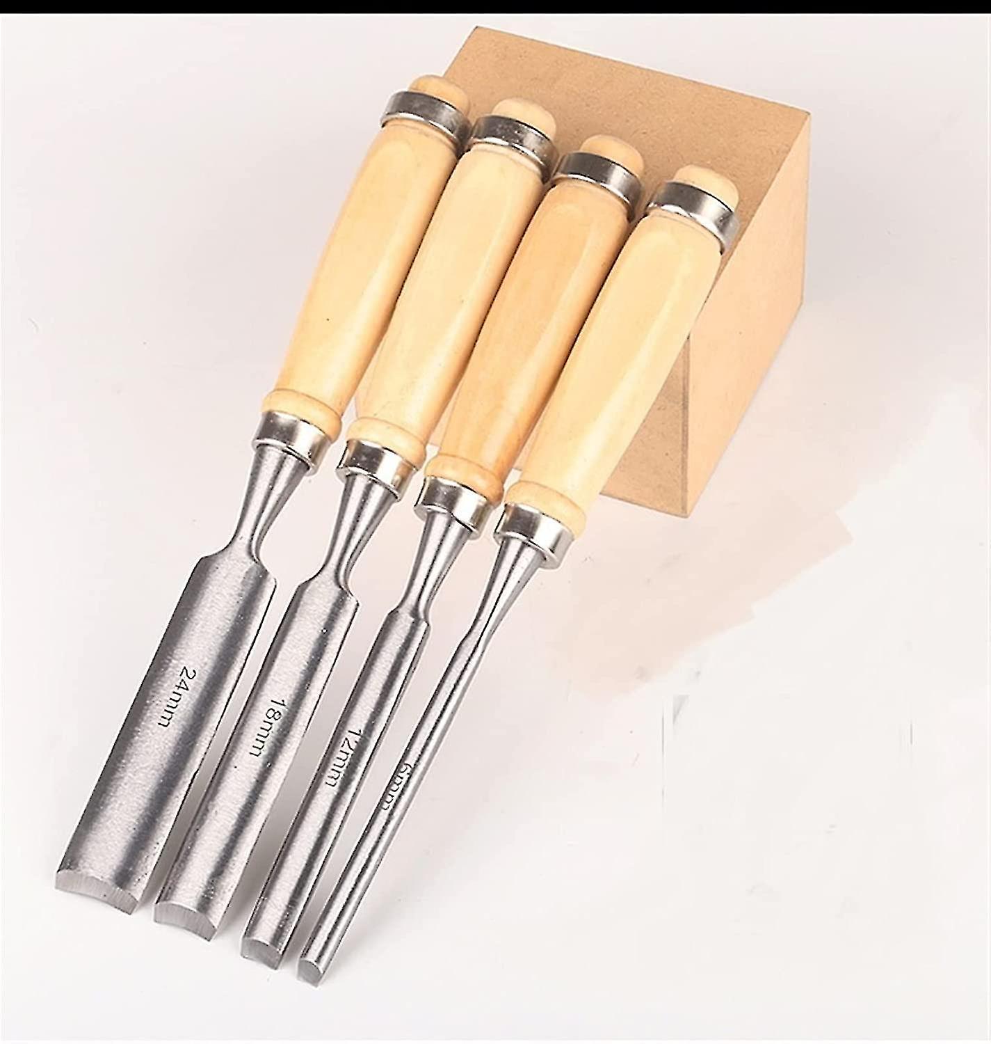 6,12,18,24mm Semicircular Chisel Carving Set Wood Gouge Chisel Woodworking Tool (blade Size : 4pcs, Blade Type : Half Round