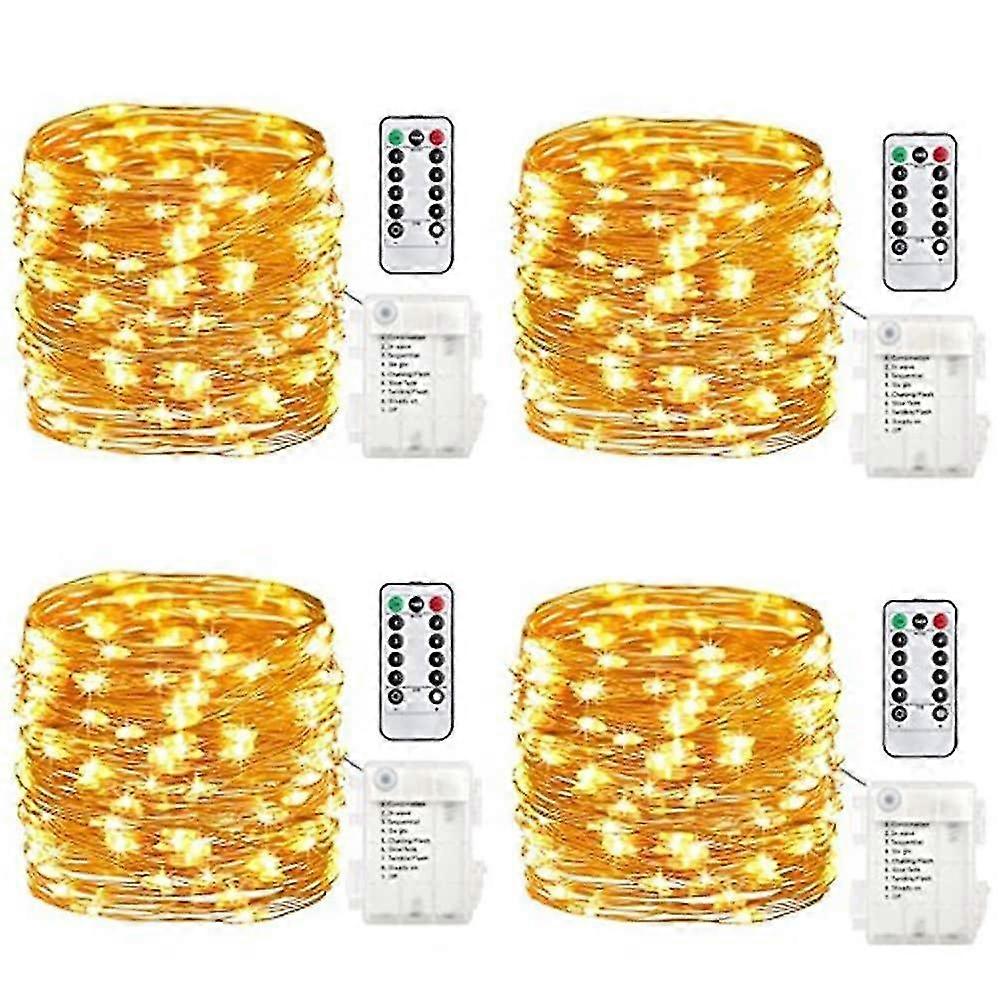 4pcs String Lights 10m 100LEDs Battery Operated LED String Lights for Easter Christmas Party Wedding