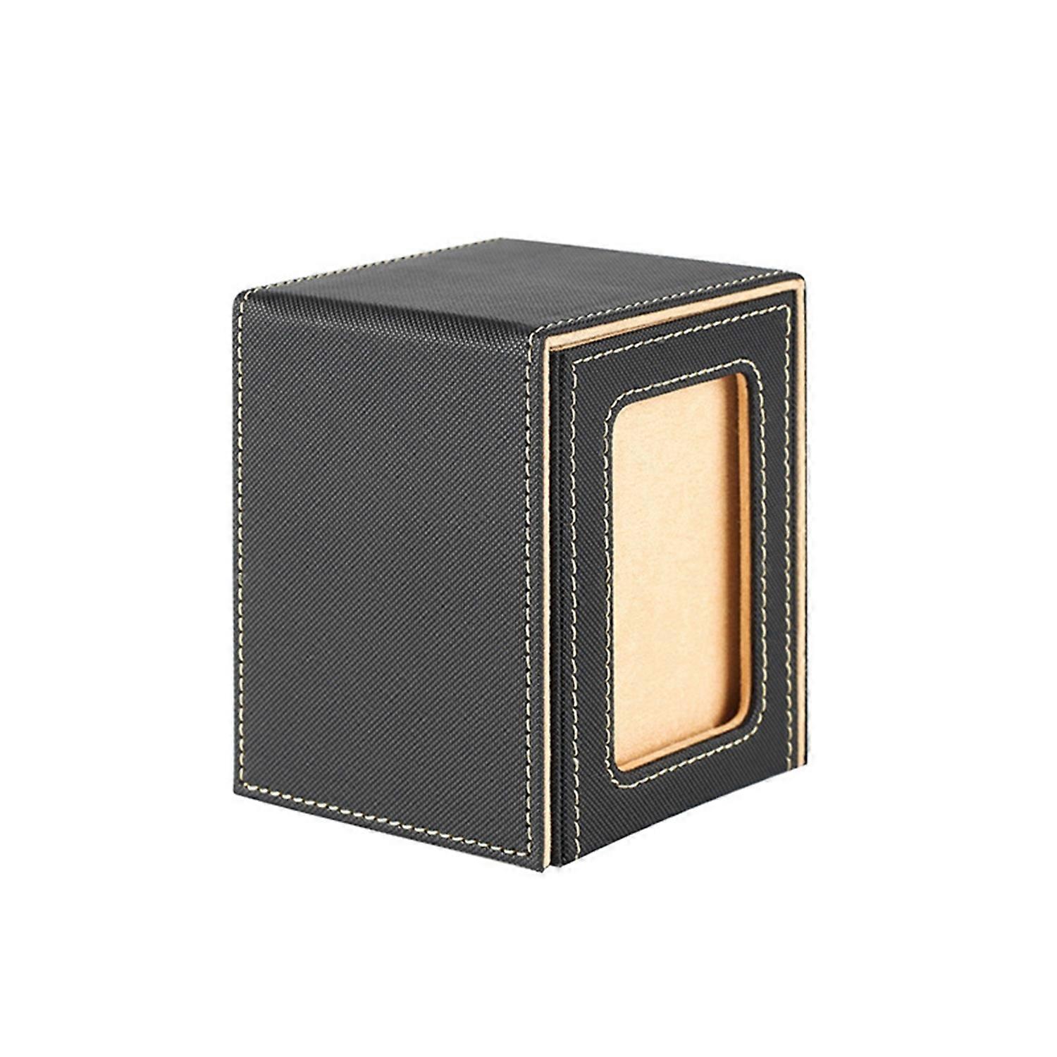 Clear Window Card Deck Case Multifunction Faux Leather TCG Trading Game Card Holder Organizer Large