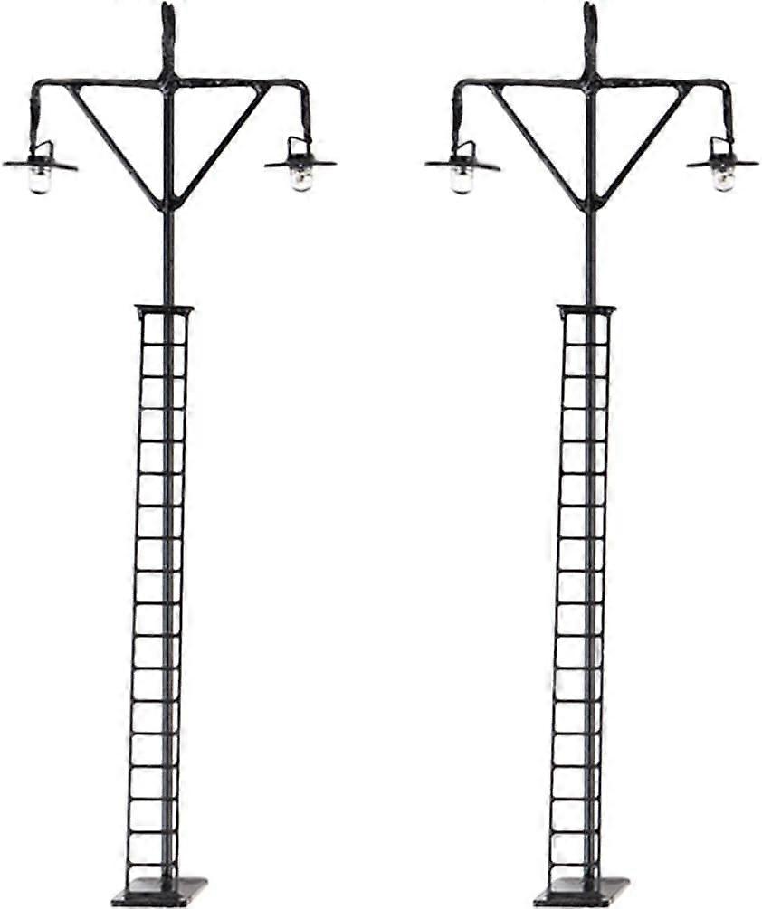 2pcs Mini Railroad Light Model Solar Lamp Post Lights Railway Train Lamp Miniature Tabletop Layout Sand Table Street Light Layout for Doll House Fairy