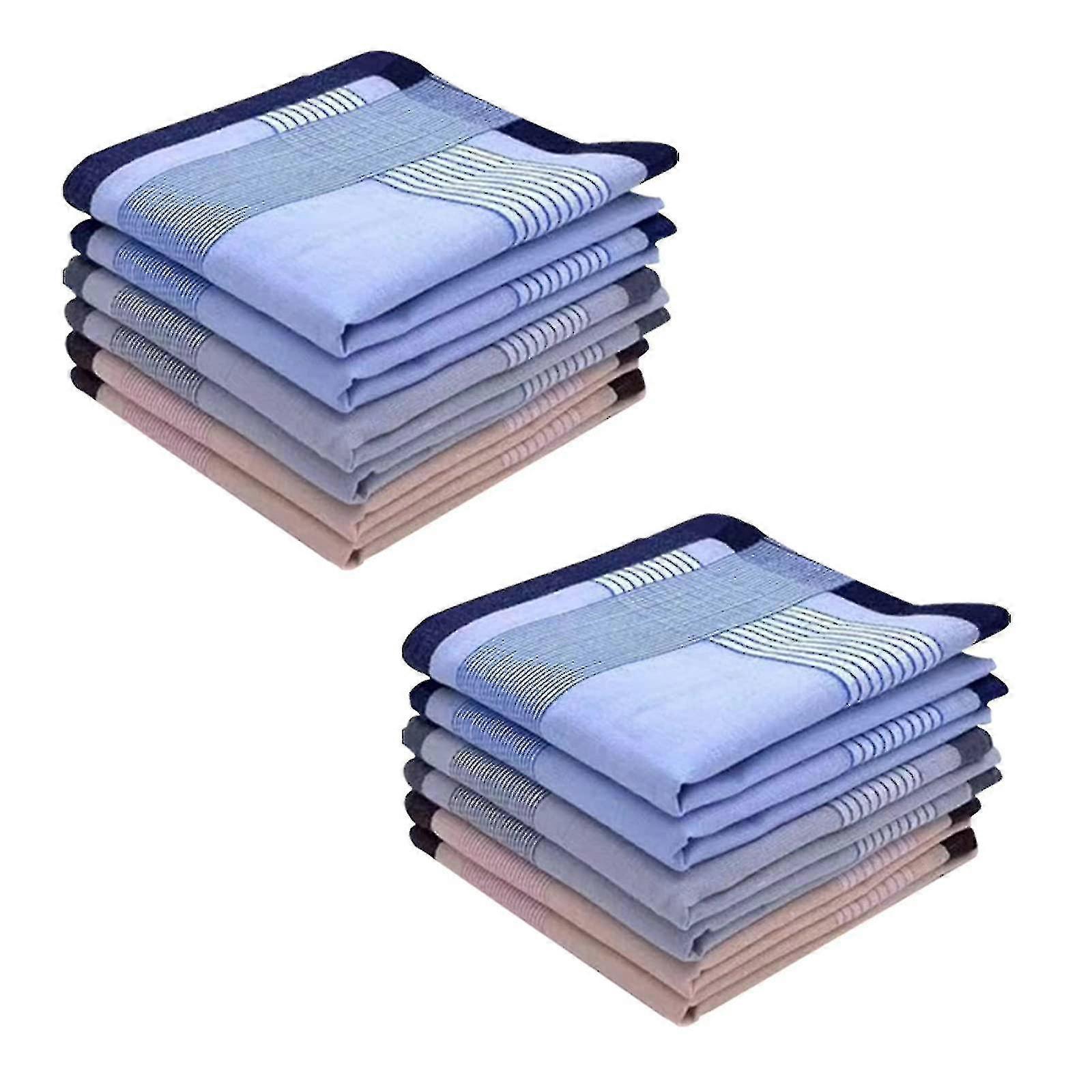 12pcs مناديل الرجال، 100٪ لينة القطن جيب المناديل للرجال القطن