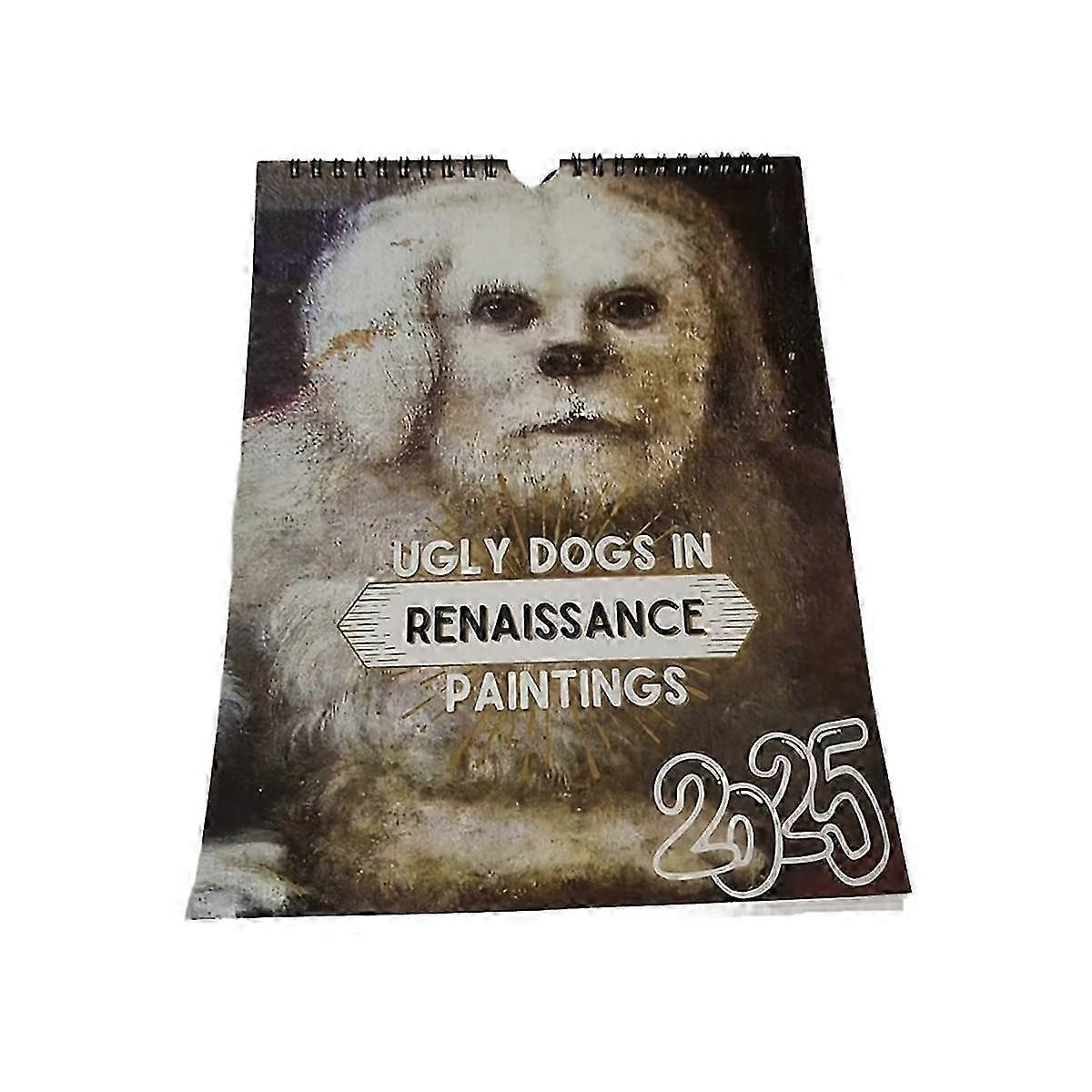 לוח שנה רנסנס, אמנות לוח שנה לקיר 2025 - לוח שנה מיוחד ועבה וחזק של כלב מכוער לארגון