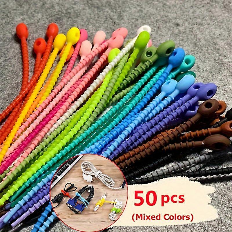 Silicone Cable Organizer Set - 50/20/10Pcs, Reusable Cord Winder, Storage Holder, Multi-Use Zip Ties For Cables, Bag Clips & Food Saver