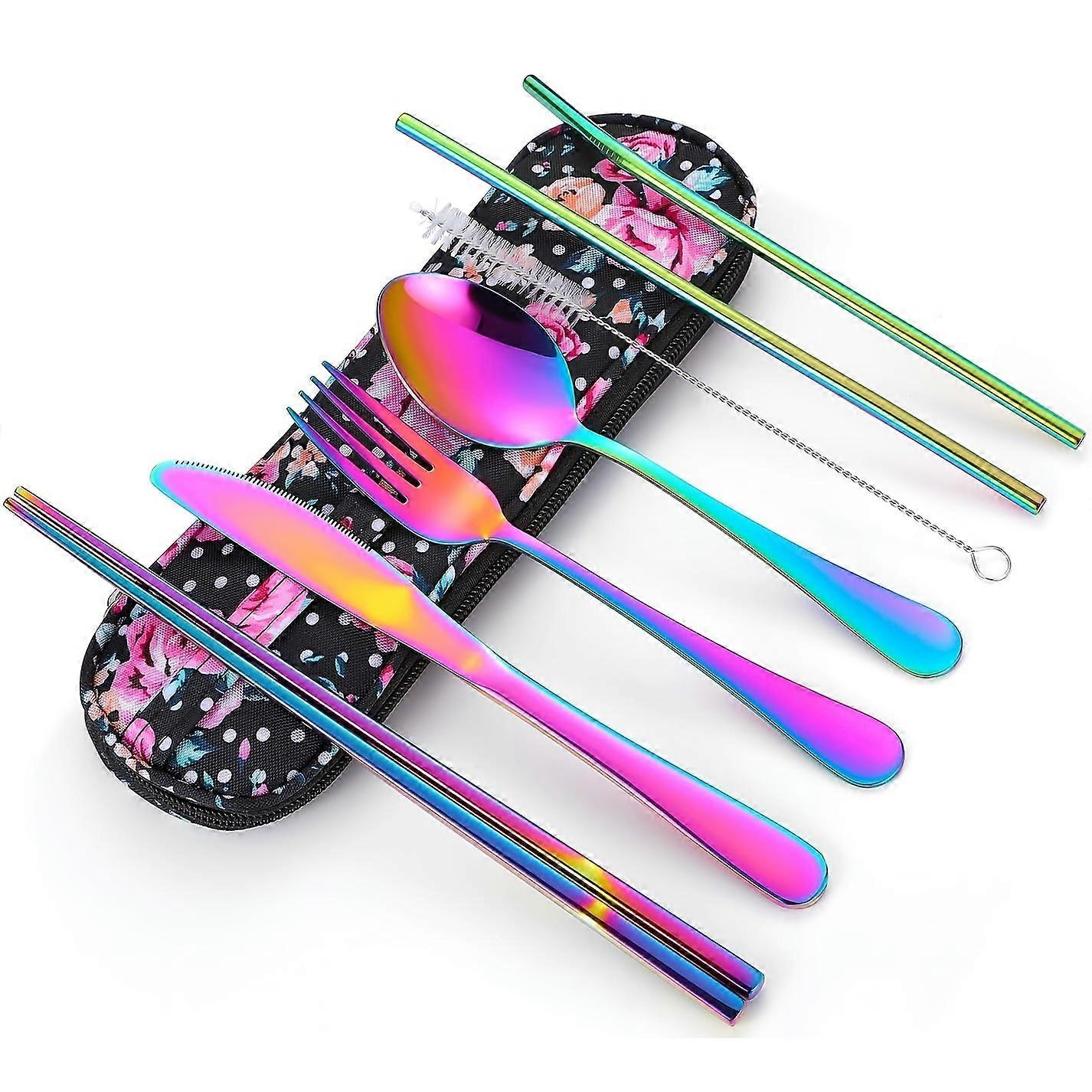 Travel Utensils, Reusable Silverware Set To Go Portable Cutlery Set With A Waterproof Carrying Case For Lunch Boxes Camping School Picnic