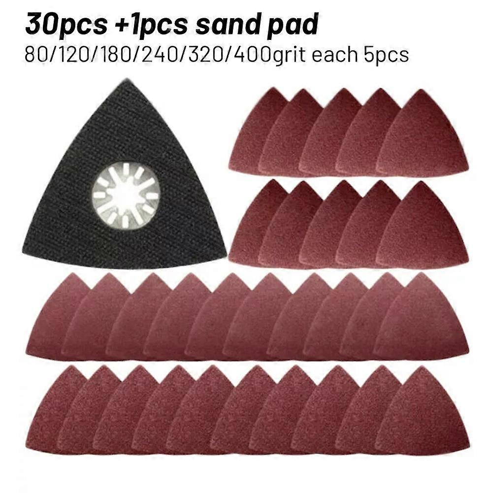 31Pcs Sanding Paper 80-400Grit 80mm Aluminium Oxide Durable Hook & Loop
