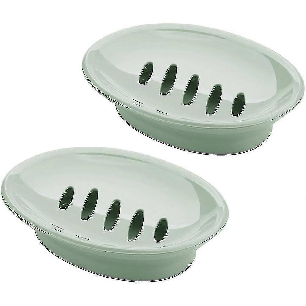 Double Layer Plastic Soap Dish Bar Soap Holder For Shower, Bathroom, Kitchen (green)