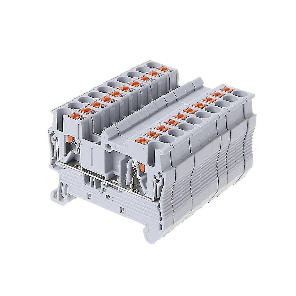 10pcs/set PT 2.5 Push-In Din Rail Mounted Terminal Blocks Spring Screwless Feed