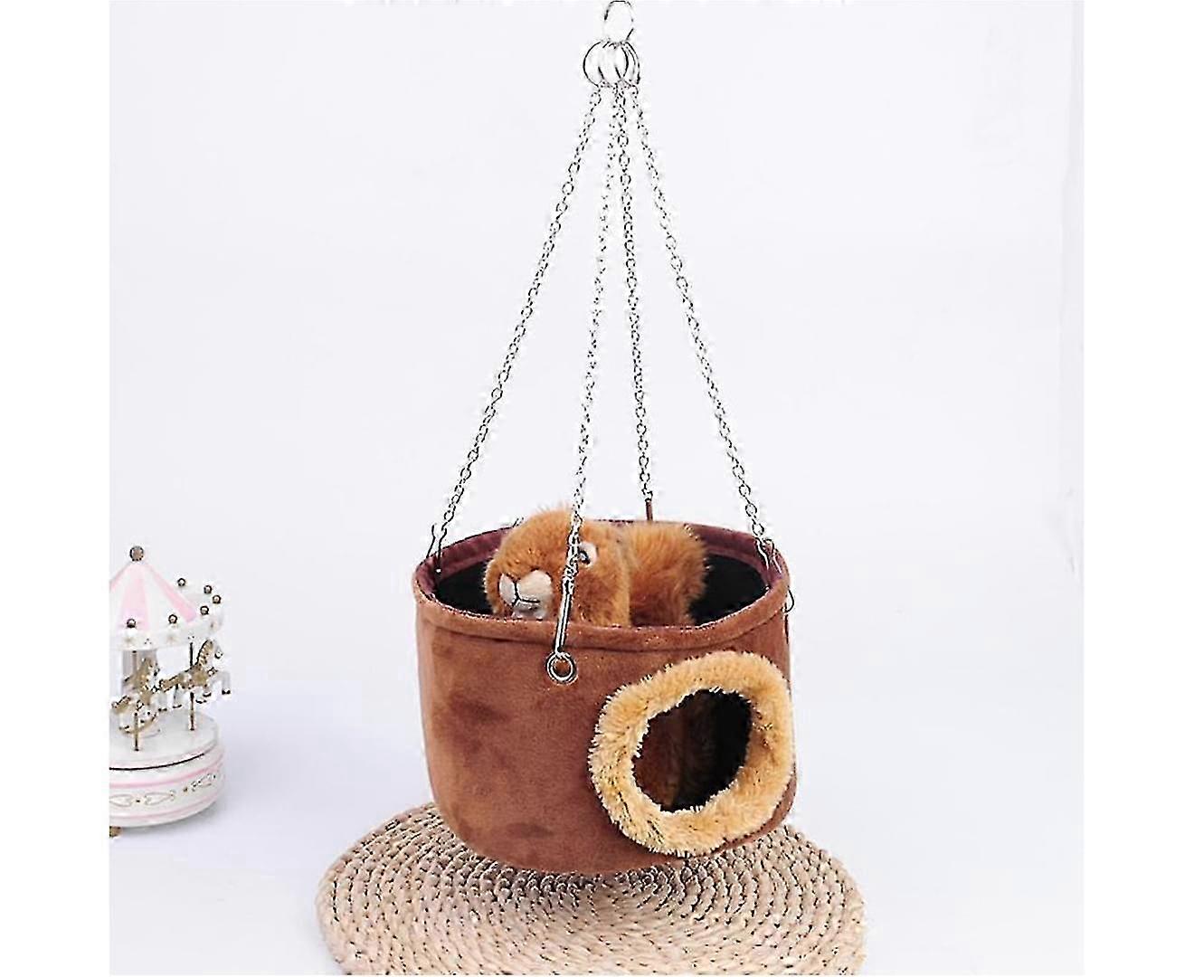 Pet Bed Small Pet Hammock Hutch Accessorybrown-1pcs