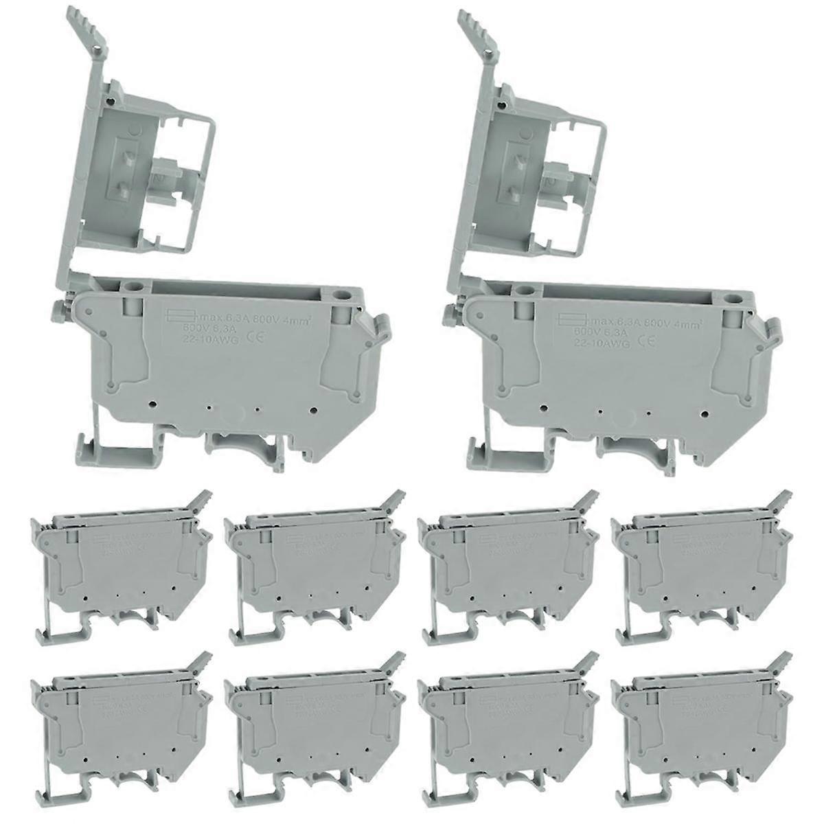 UK5- UK5RD Zonder LED DIN-rail zekering Terminal Base Disconnect Terminal Block Schroefclip (pak van 10 stuks, grijs)