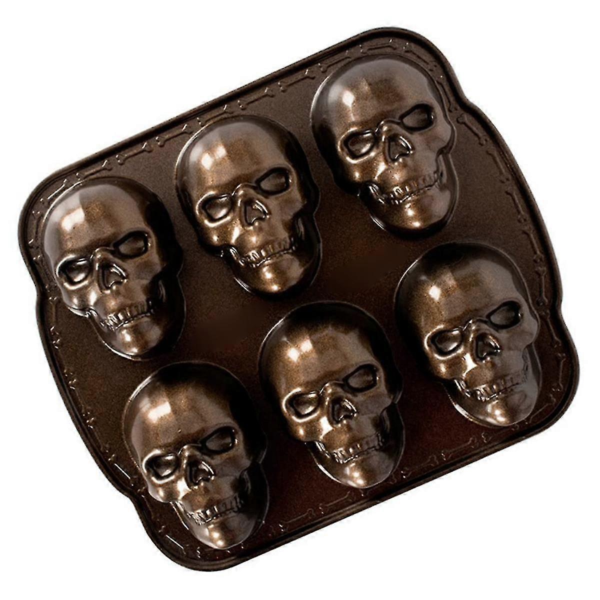Ware Halloween Bakeware, Haunted Skull Cakelet Pan, Bronse