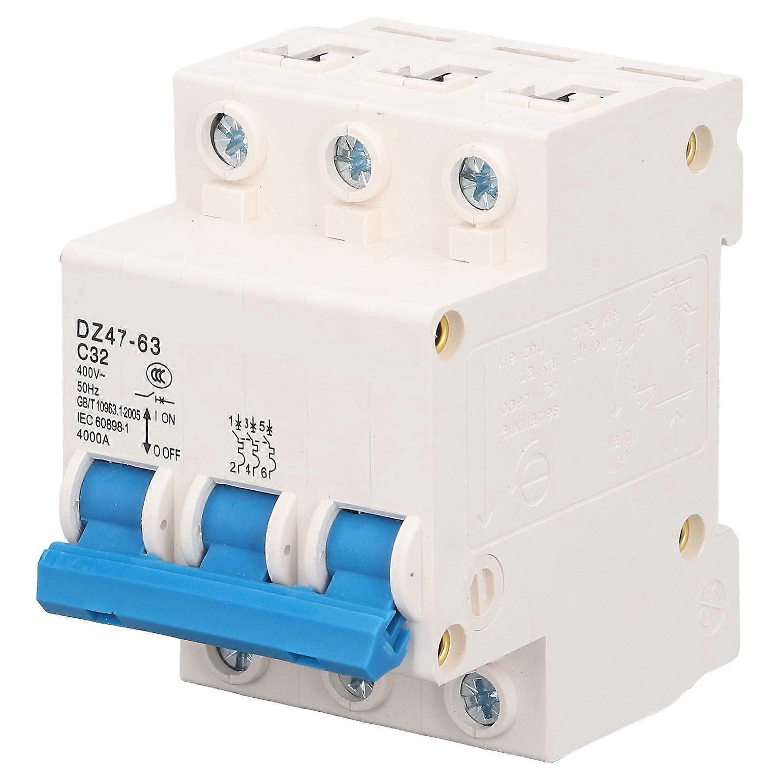 3P Miniature Circuit Breaker High Safety Multiple Protection Functions 32A Residual Current Circuit Breaker