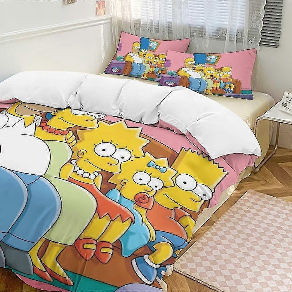 o2888 Lençóis Os SimpsonsConjunto de Cama de 3 Peças Wa E Confortável Conjunto de Cama Capa de Edredom Macio para Quarto (1 Capa de Edredom e 2 Fronhas) Lençóis