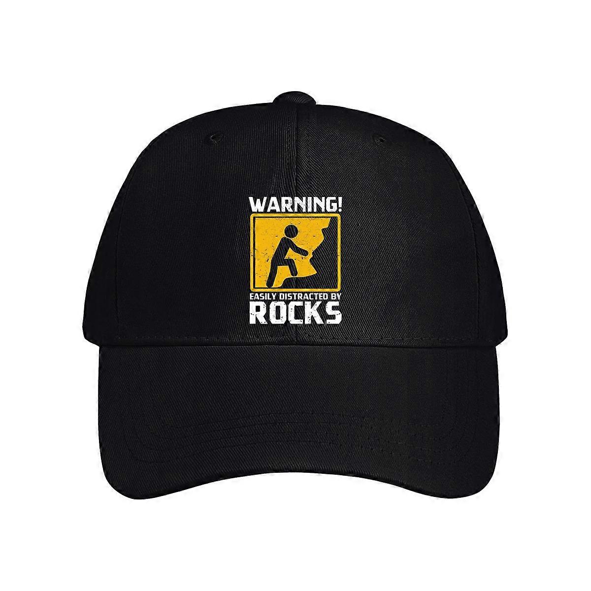 Warning Easily Distracted By Rocks Baseball Cap