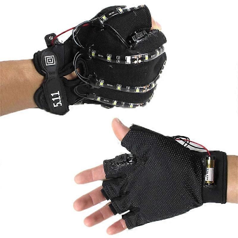 6 Colors Light-emitting Gloves Music DJ Party Cosplay Stage Performance Glowing Half Finger LED Beaming Laser Lights Gloves