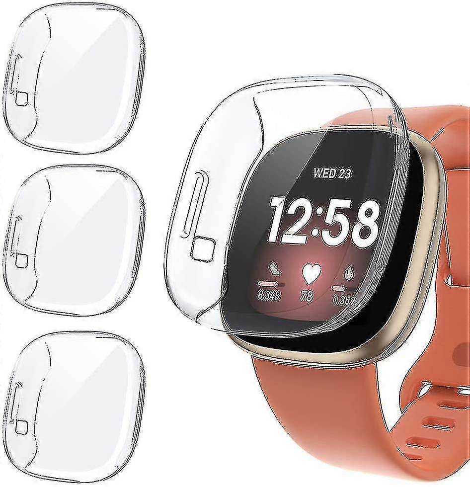 [3 Pack] Compatible With Fitbit Versa 3 / Sense Screen Protector Case