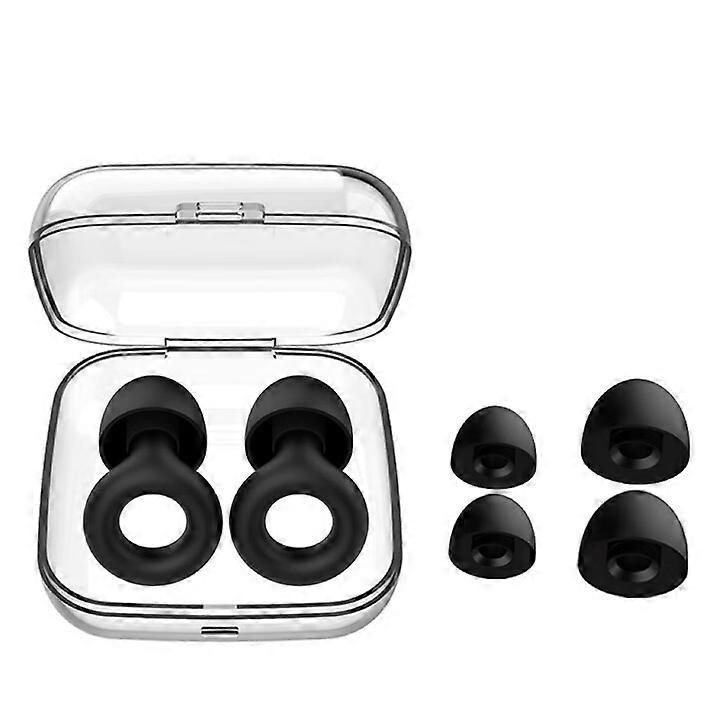 6 Eartips in S/M/L - Black - Ear Plugs for Noise Reduction - Super Soft Reusable Hearing Protectors for Sleep and Noise Sensitivity
