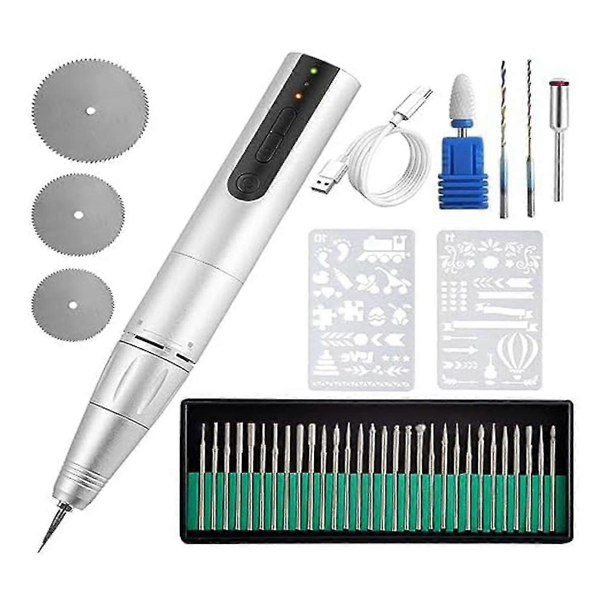 Cordless Engraving Pen Set, 3000rmp 5 Levels Adjustable Speed Usb Engraving Tool, Suitable For Jewe