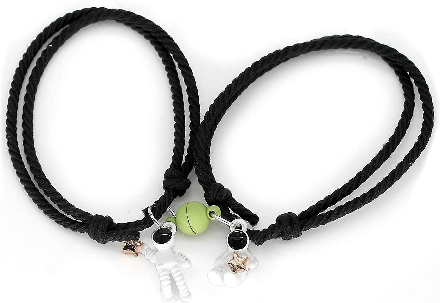 ホワイトアトラクションスターマグネティックブレスレットカップル - カップル、親友、ガールフレンド、ボーイフレンド、女性、男性のためのジュエリーギフトセット - 相互の魅力関係