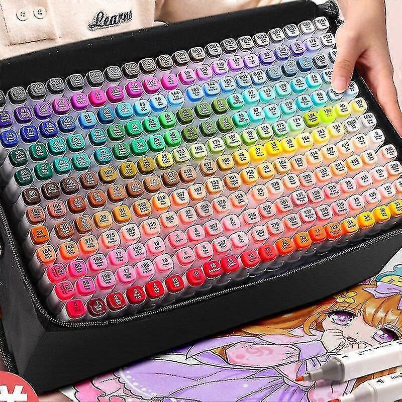 مجموعة من علامات الكحول ، وعلامات تصميم الملصقات ، واللوازم الفنية ثنائية المدببة للرسم والرسم والتلوين