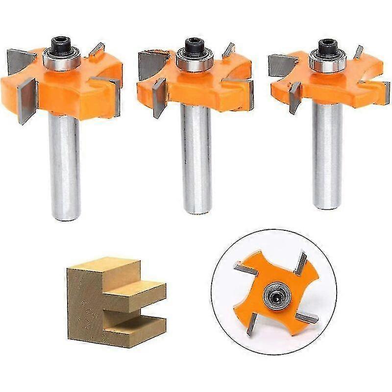3pcs Tongue And Groove Cutter, 4 Ball 8mm Shank T Blade - Wood Shaped Cutter, Woodworking Tools For Doors, Tables, Shelves, Walls And More