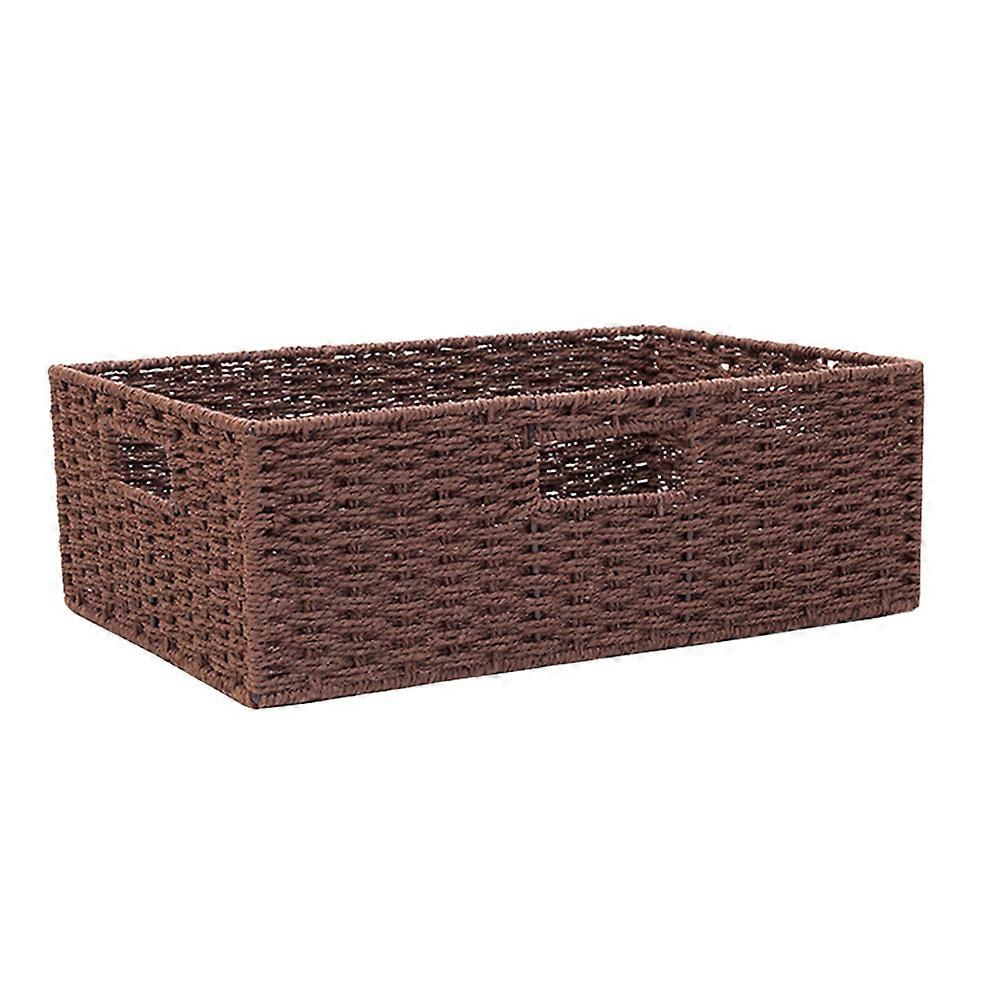 Handmade Rattan Woven Storage Basket Brown Storage Container with Handle