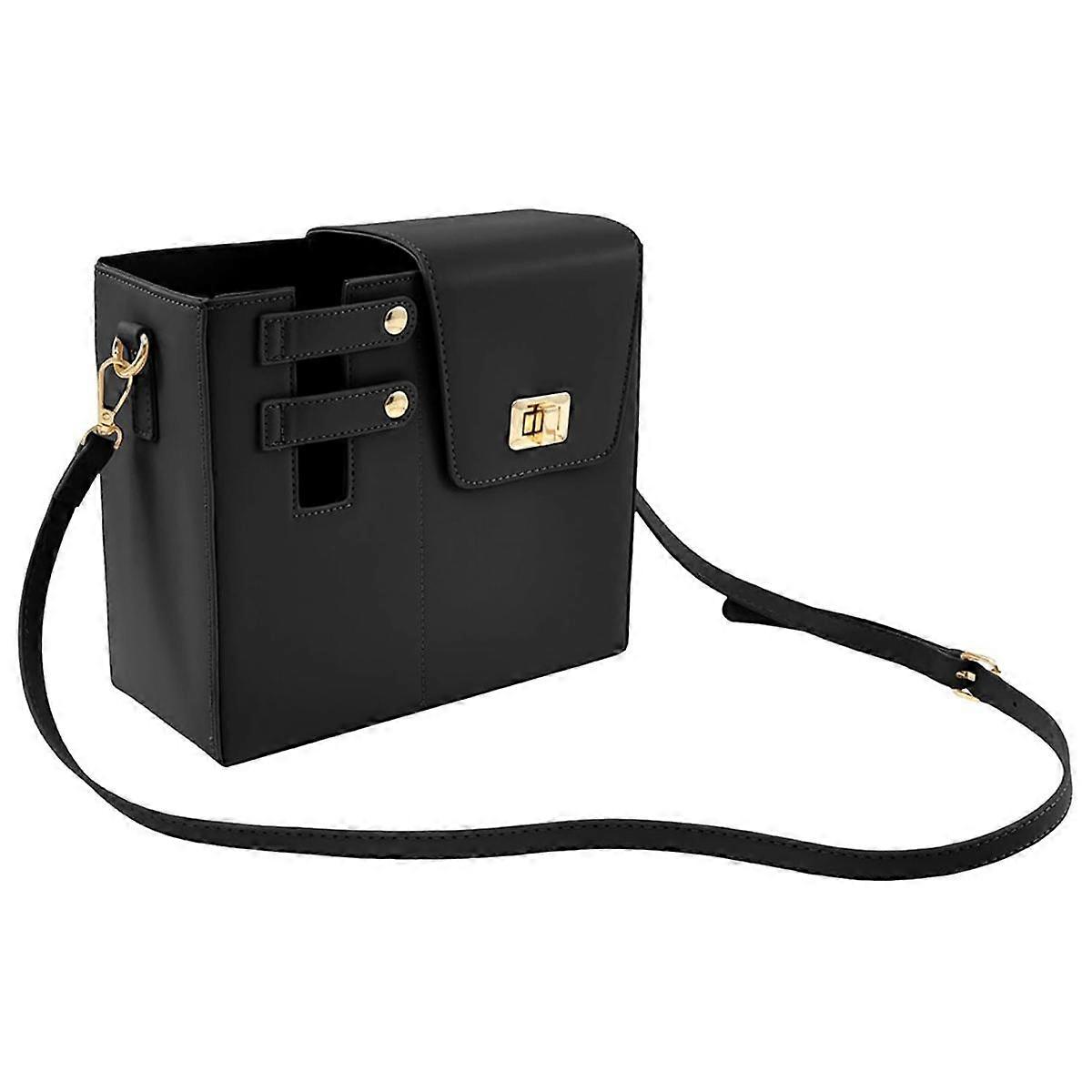 Bőr crossbody vizes csésze tároló táska állítható vállpánttal fekete