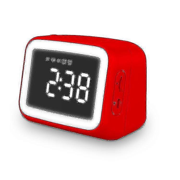 Lazy Home Night Light Bluetooth Speaker Clock Tf Card Mirror Electronic Digital Alarm Clock With Fm Radio (red)