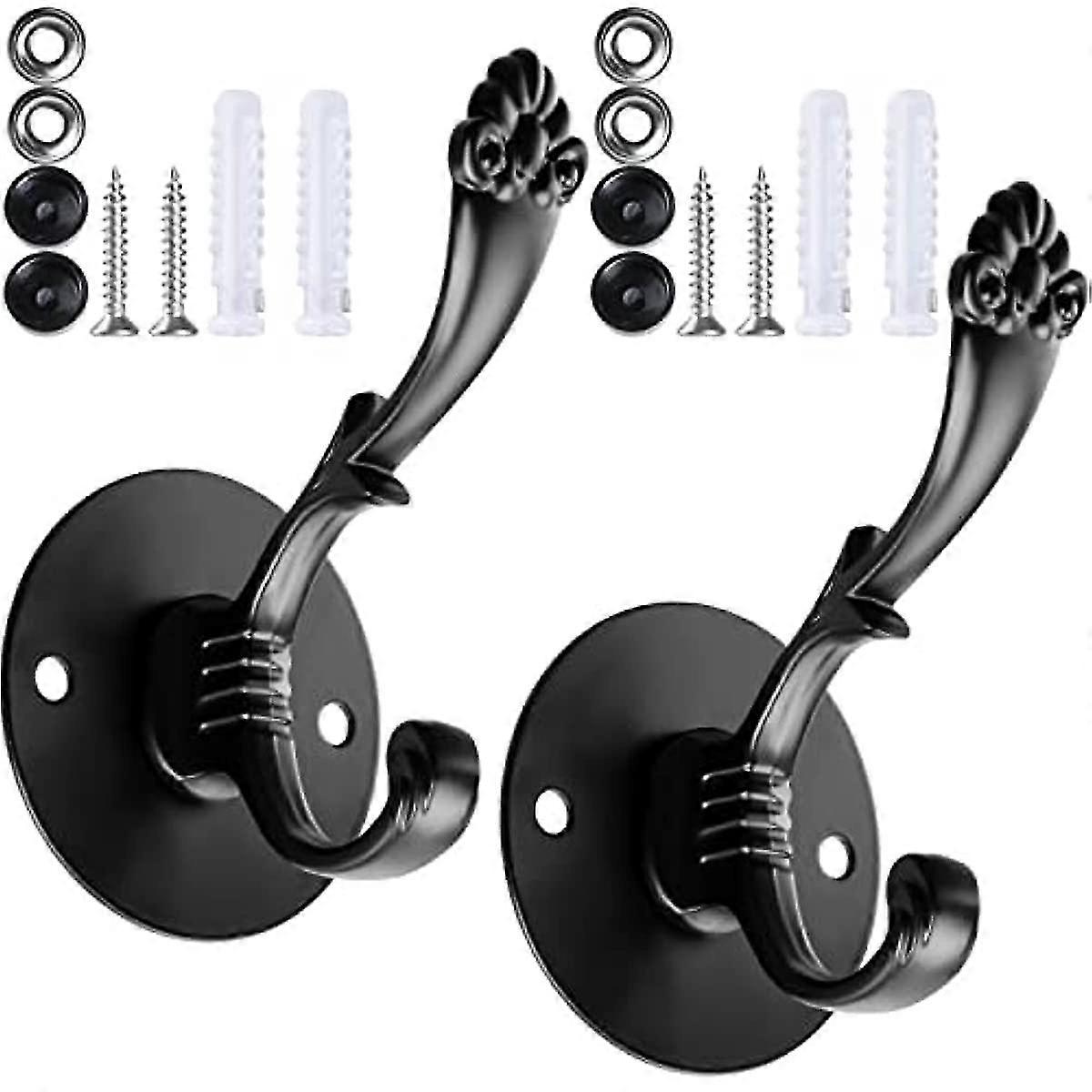 2 Pack Double Prong Robe Hooks Vintage Coat Hooks